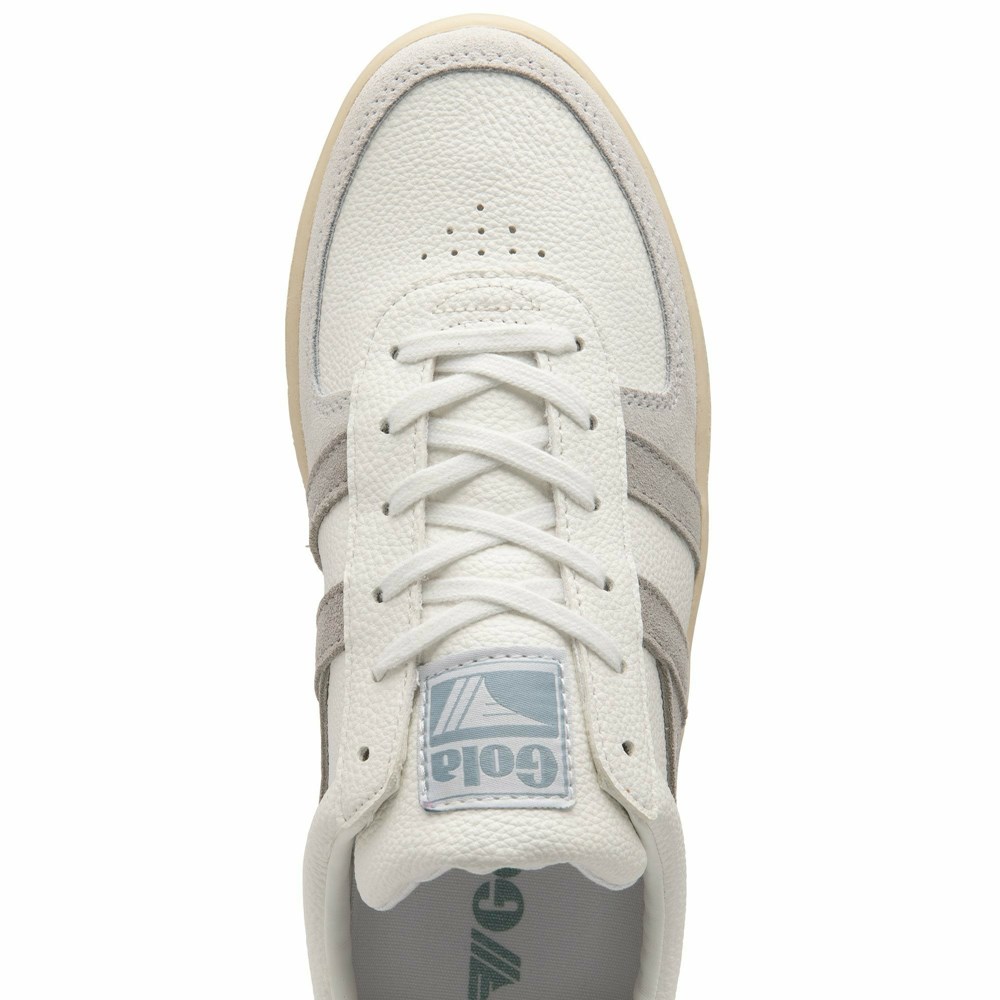 Basket Gola Grandslam Trident Blanche Grise Clair Vert Femme | HFOU-03034964