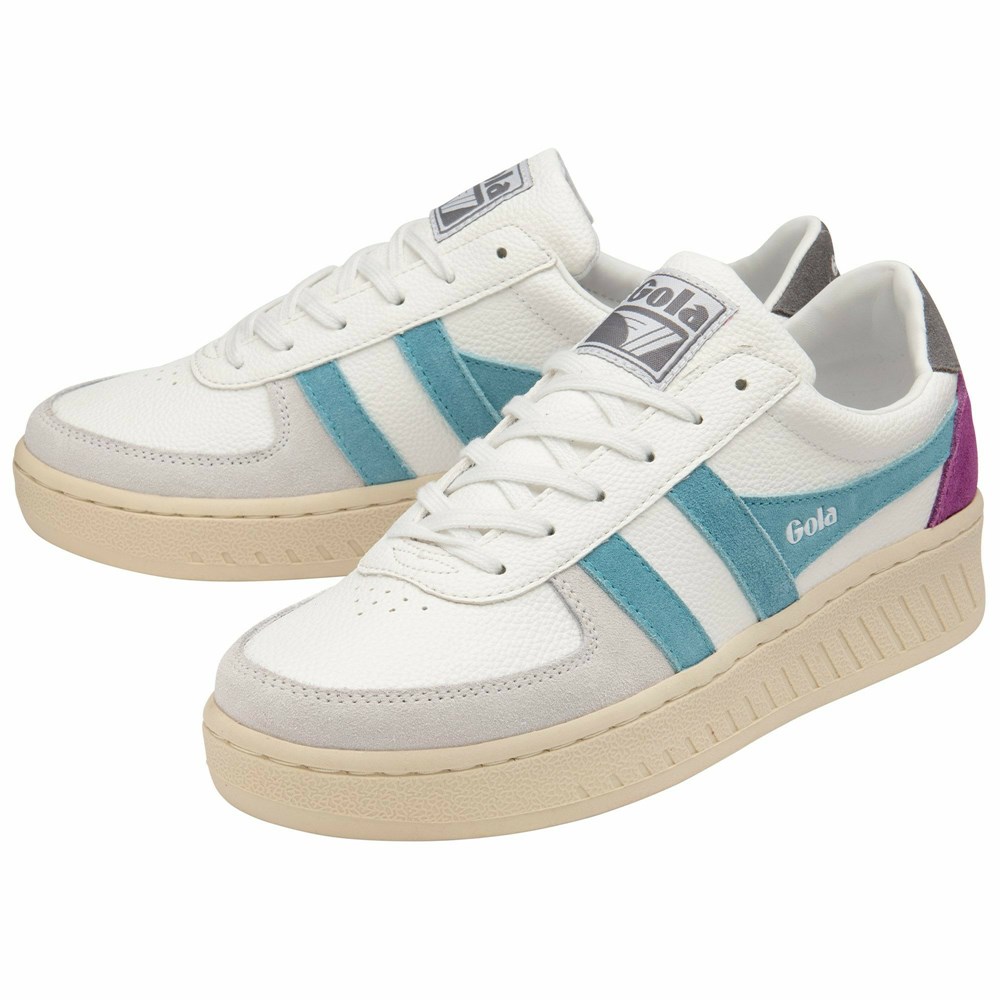 Basket Gola Grandslam Trident Blanche Grise Femme | QTME-10878806