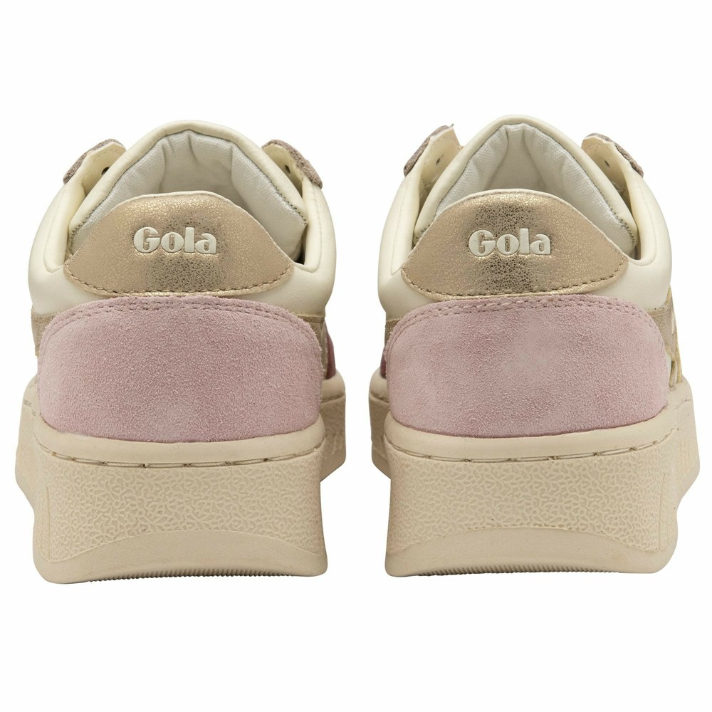 Basket Gola Grandslam Quadrant Blanche Bordeaux Doré Rose Femme | ZGLY-66447483