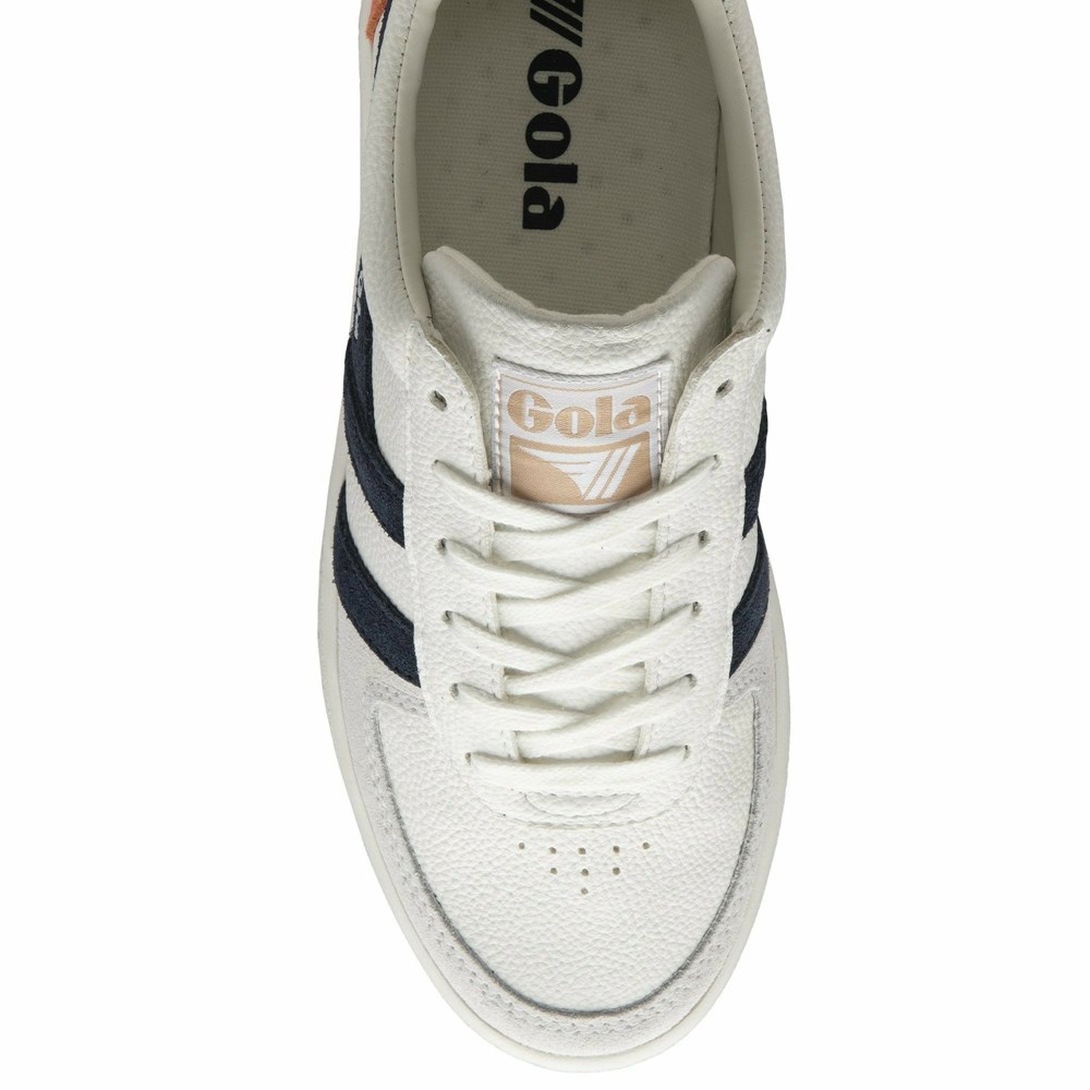 Basket Gola Grandslam Trident Blanche Bleu Marine Femme | CQOW-12051809