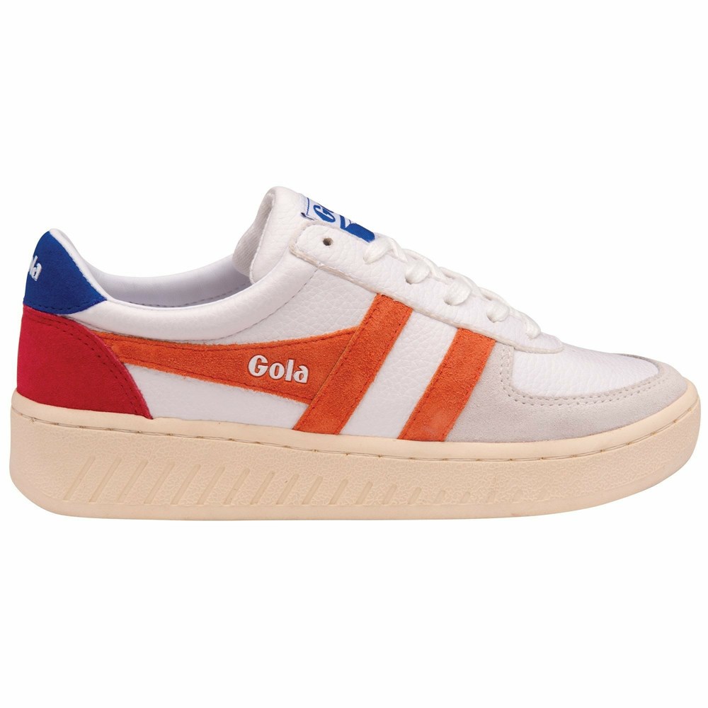 Basket Gola Grandslam Trident Blanche Corail Bleu Femme | HBJI-34655518