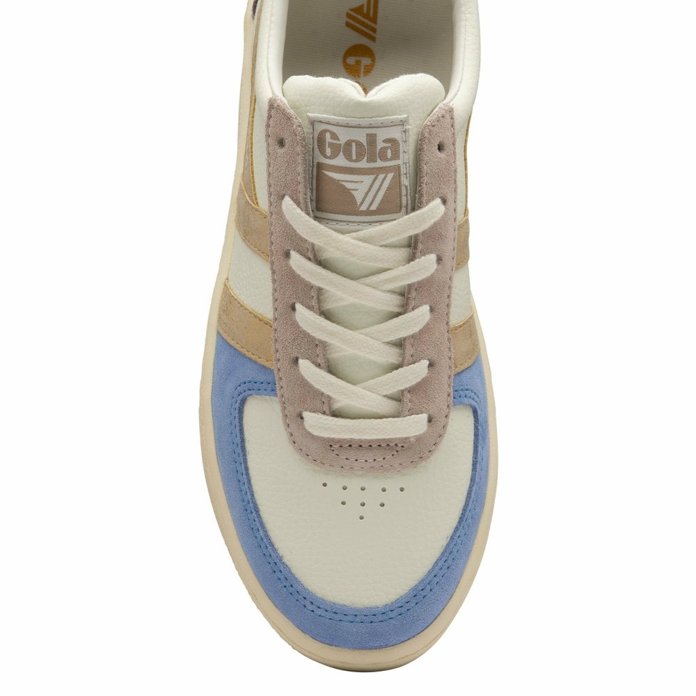 Basket Gola Grandslam Quadrant Blanche Bleu Doré Femme | VXDT-49781720