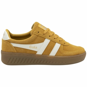 Basket Gola Grandslam Daim Orange Blanche Femme | NJOU-92012374