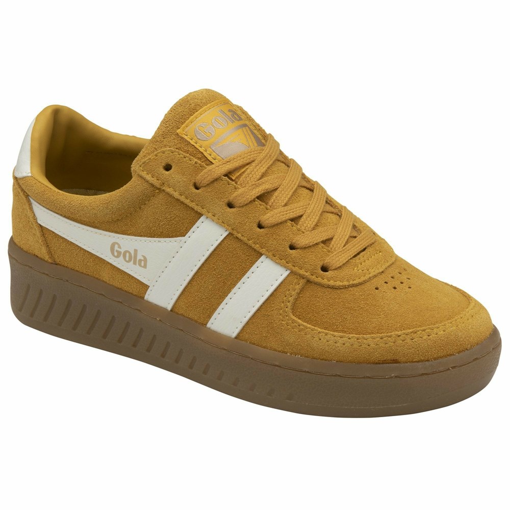 Basket Gola Grandslam Daim Orange Blanche Femme | NJOU-92012374