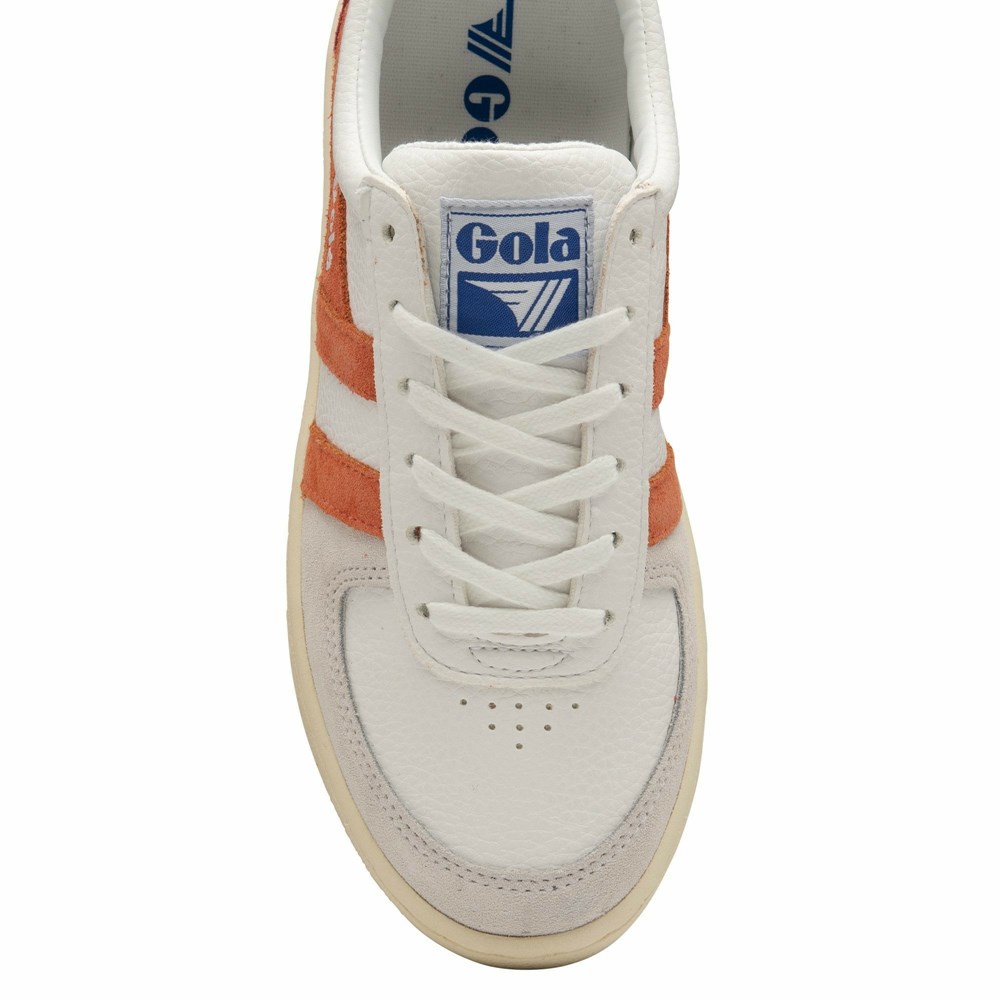 Basket Gola Grandslam Trident Blanche Corail Bleu Femme | HBJI-34655518