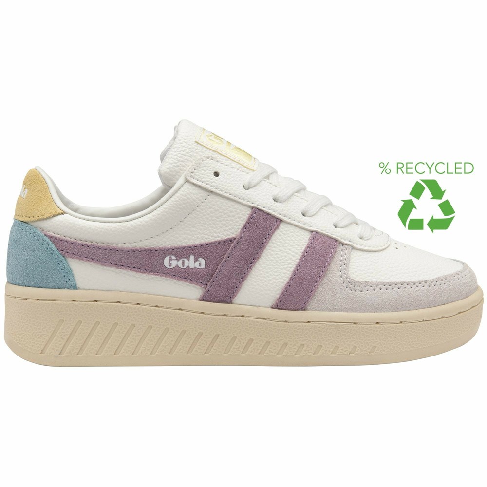 Basket Gola Grandslam Trident Blanche Citron Femme | WFLO-14754062