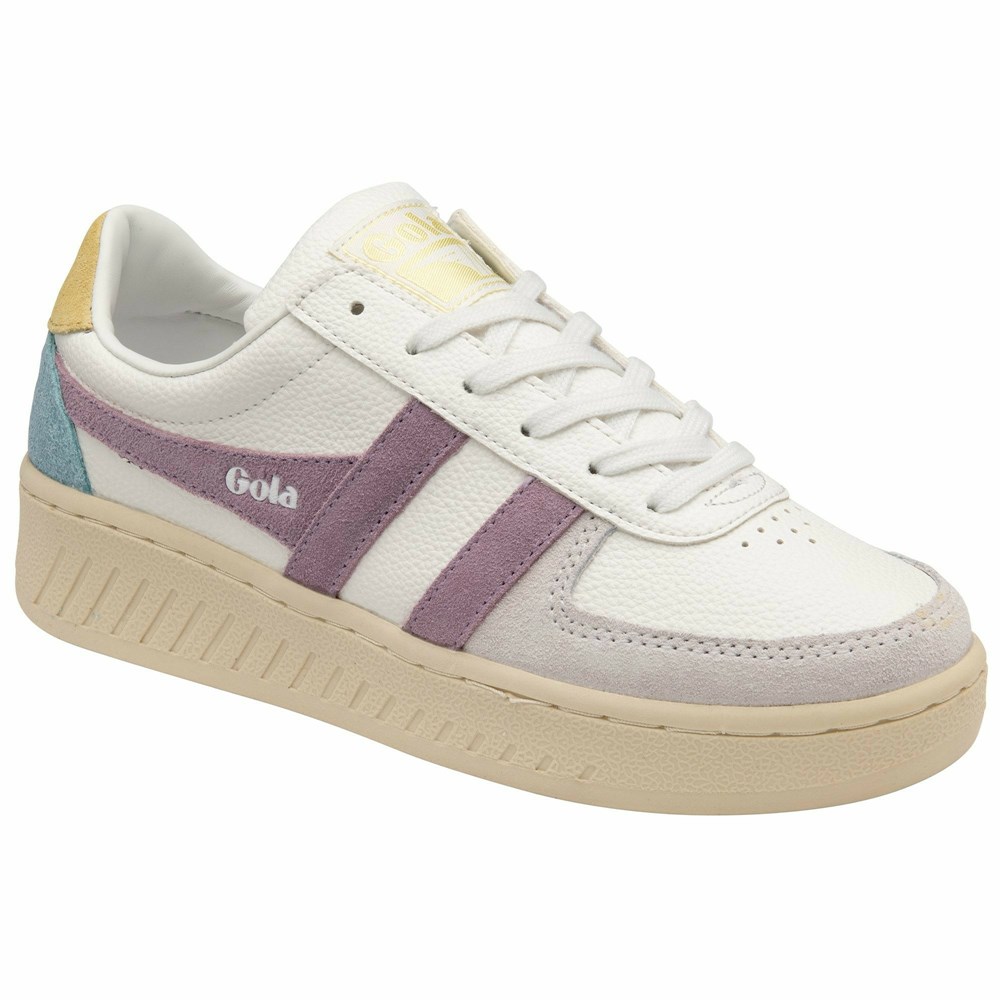 Basket Gola Grandslam Trident Blanche Citron Femme | WFLO-14754062