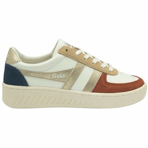 Basket Gola Grandslam Quadrant Blanche Orange Marron Doré Femme | VEKD-87187912