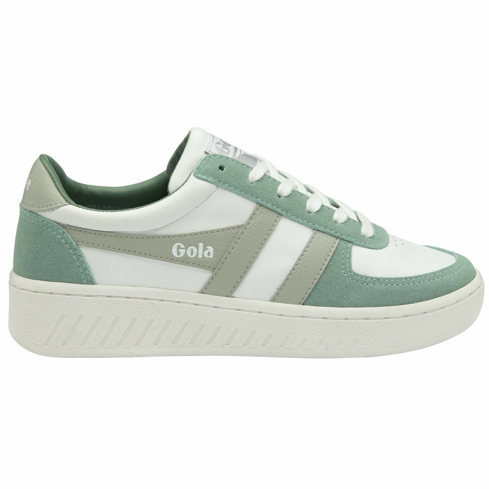 Basket Gola Grandslam Pure Blanche Vert Grise Clair Femme | BLFH-29054412