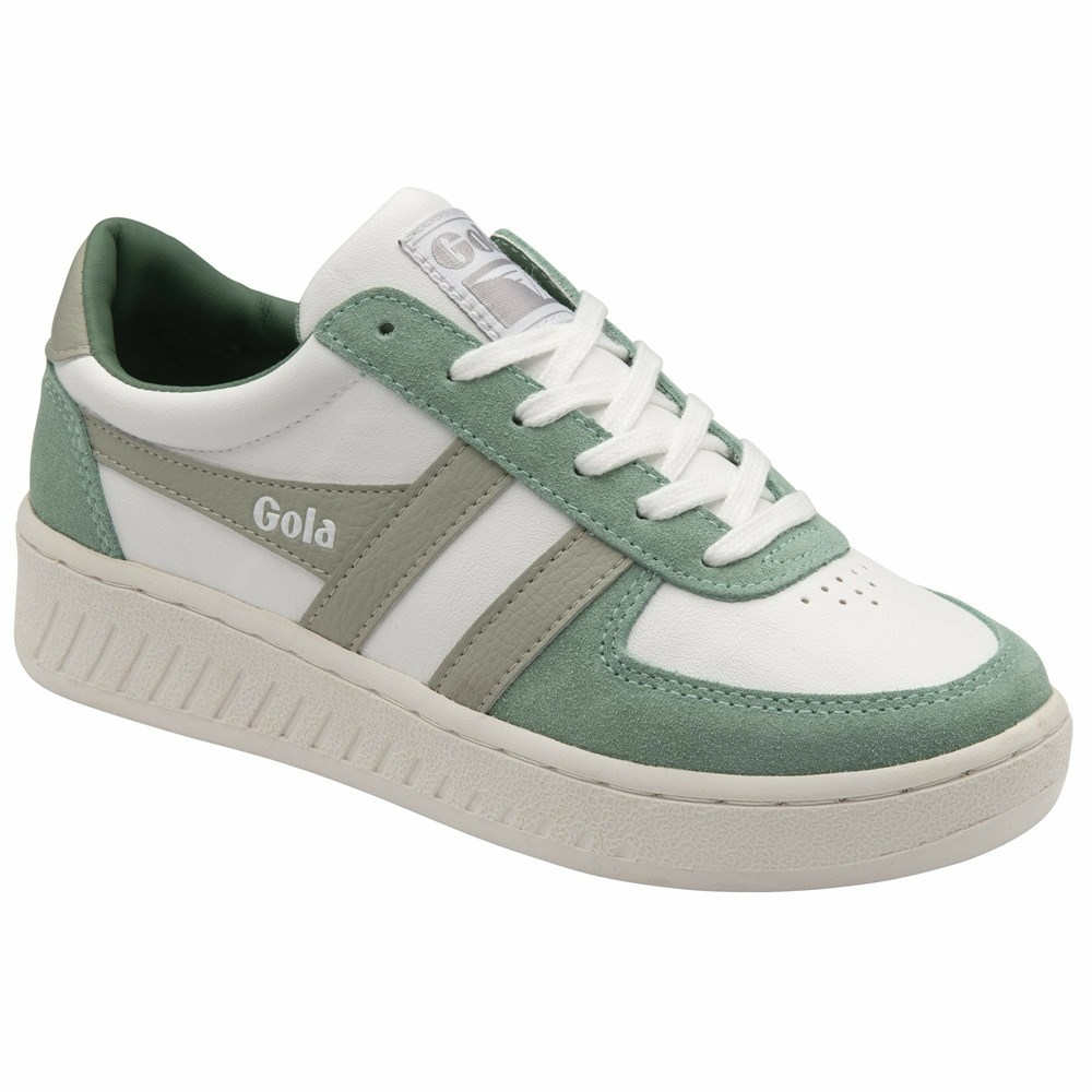 Basket Gola Grandslam Pure Blanche Vert Grise Clair Femme | BLFH-29054412