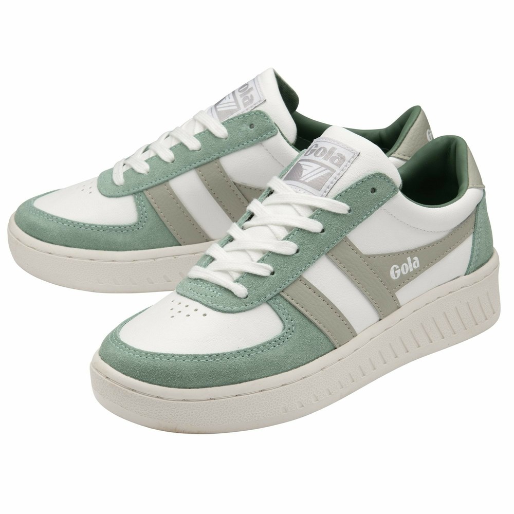 Basket Gola Grandslam Pure Blanche Vert Grise Clair Femme | BLFH-29054412