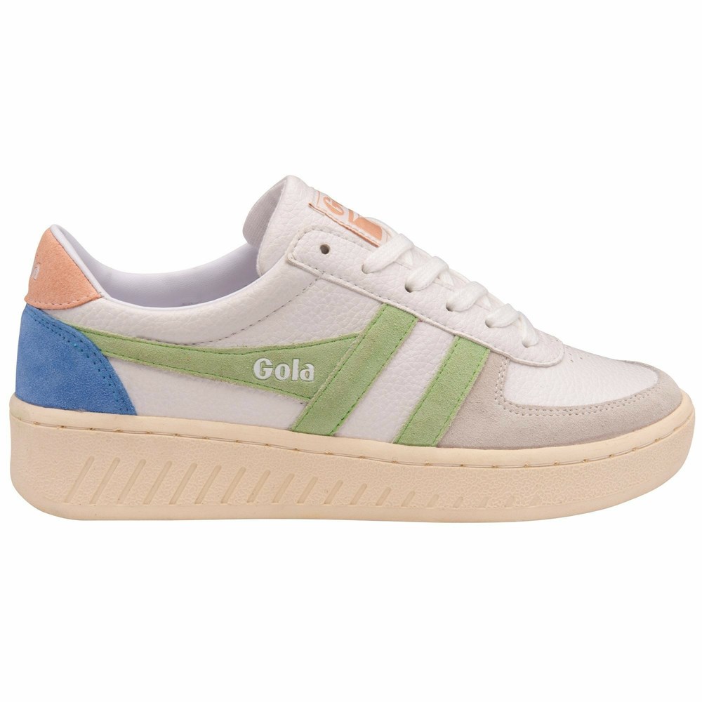 Basket Gola Grandslam Trident Blanche Vert Rose Femme | LNWM-33303260