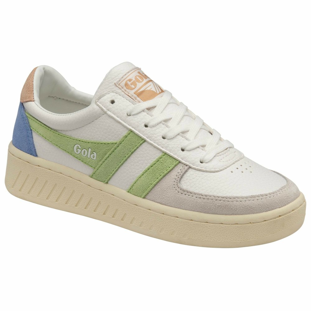 Basket Gola Grandslam Trident Blanche Vert Rose Femme | LNWM-33303260