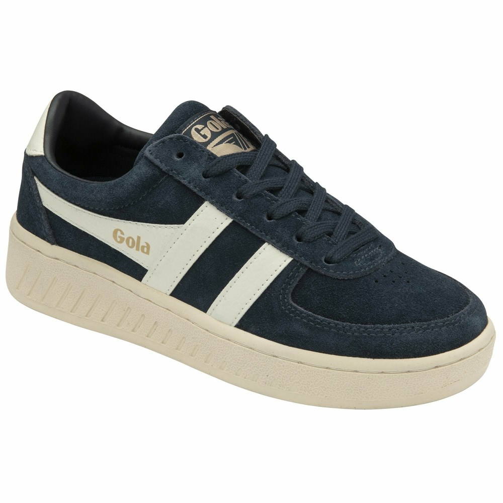 Basket Gola Grandslam Daim Bleu Marine Blanche Femme | QDVX-78922967