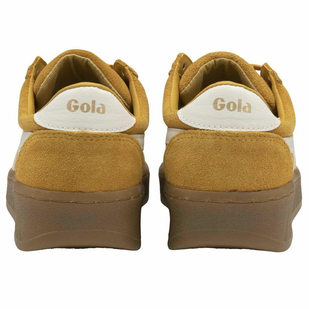 Basket Gola Grandslam Daim Orange Blanche Femme | NJOU-92012374