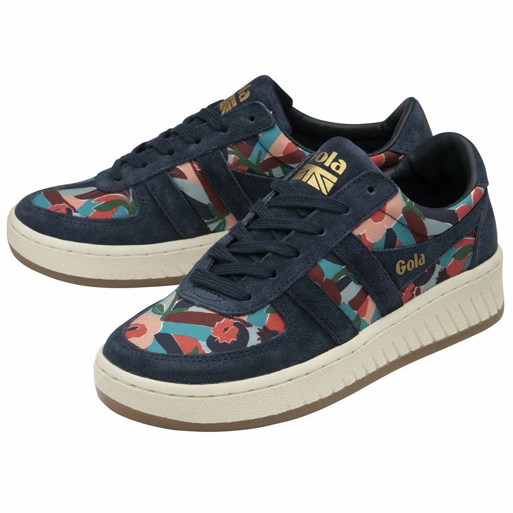 Basket Gola Grandslam LBTY BL Bleu Marine Multicolore Femme | TWZQ-80189474