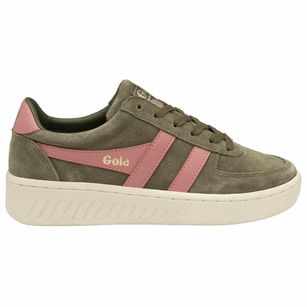 Basket Gola Grandslam Daim Kaki Corail Rose Femme | DYRD-69855602