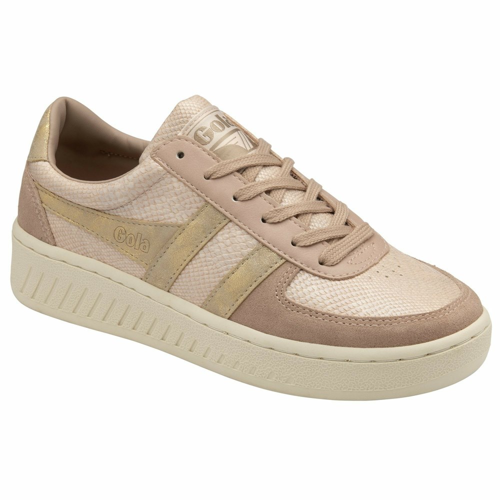 Basket Gola Grandslam Lizard Rose Doré Femme | HMIQ-10157734