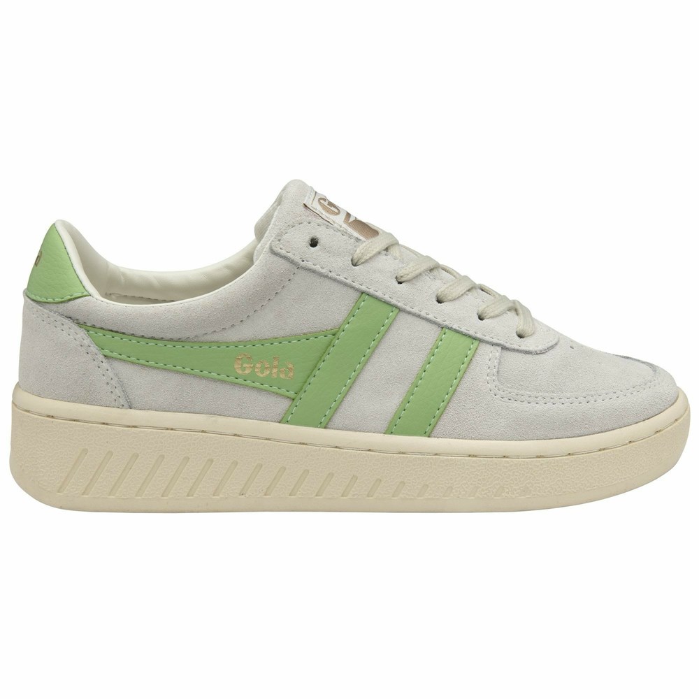 Basket Gola Grandslam Daim Blanche Vert Femme | YQUF-25448066