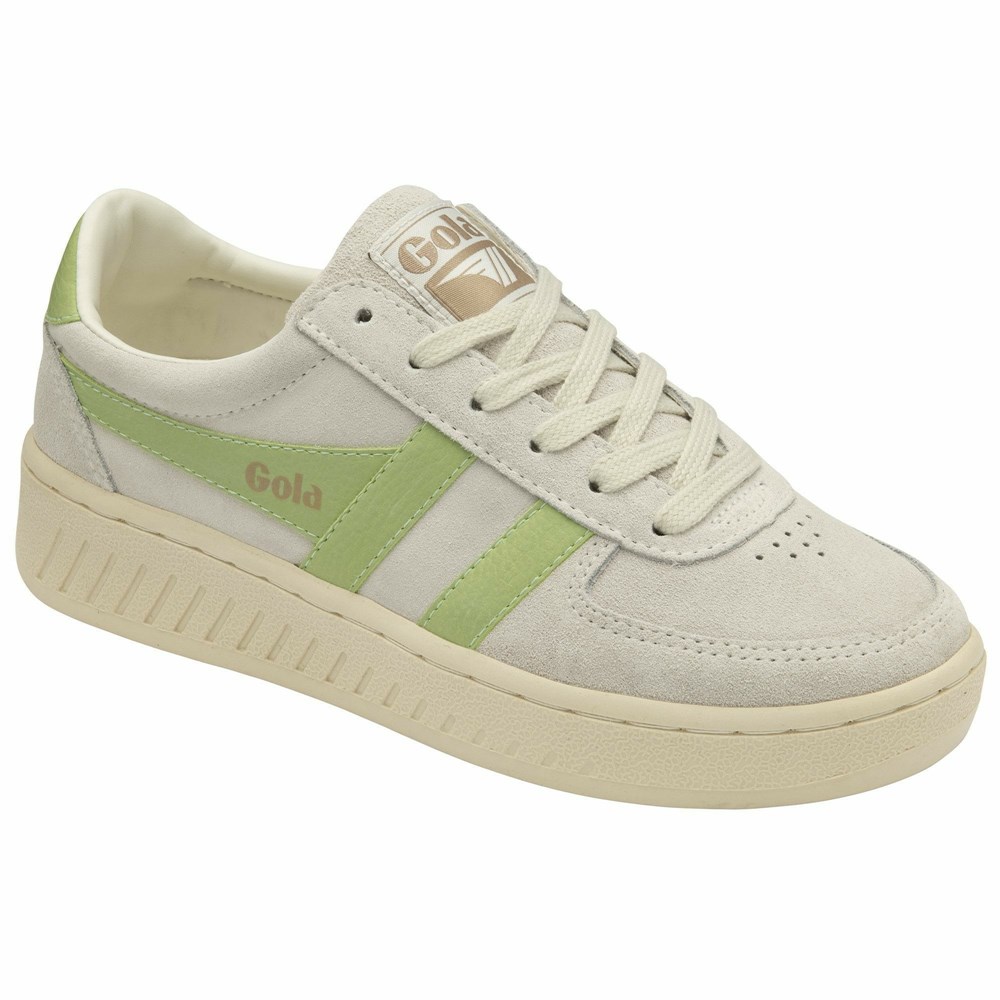 Basket Gola Grandslam Daim Blanche Vert Femme | YQUF-25448066