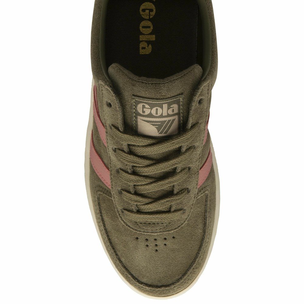 Basket Gola Grandslam Daim Kaki Corail Rose Femme | DYRD-69855602