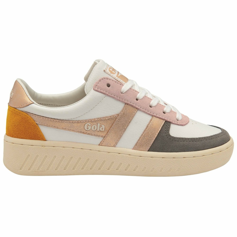 Basket Gola Grandslam Quadrant Blanche Grise Rose Doré Orange Femme | TWRL-54352136