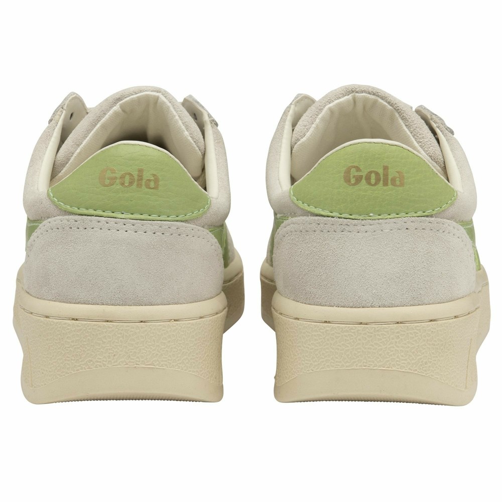 Basket Gola Grandslam Daim Blanche Vert Femme | YQUF-25448066