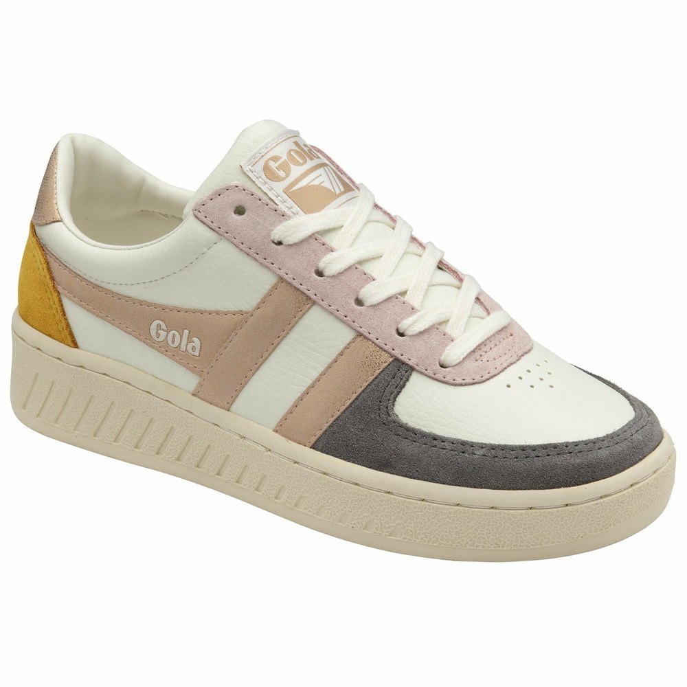 Basket Gola Grandslam Quadrant Blanche Grise Rose Doré Orange Femme | TWRL-54352136