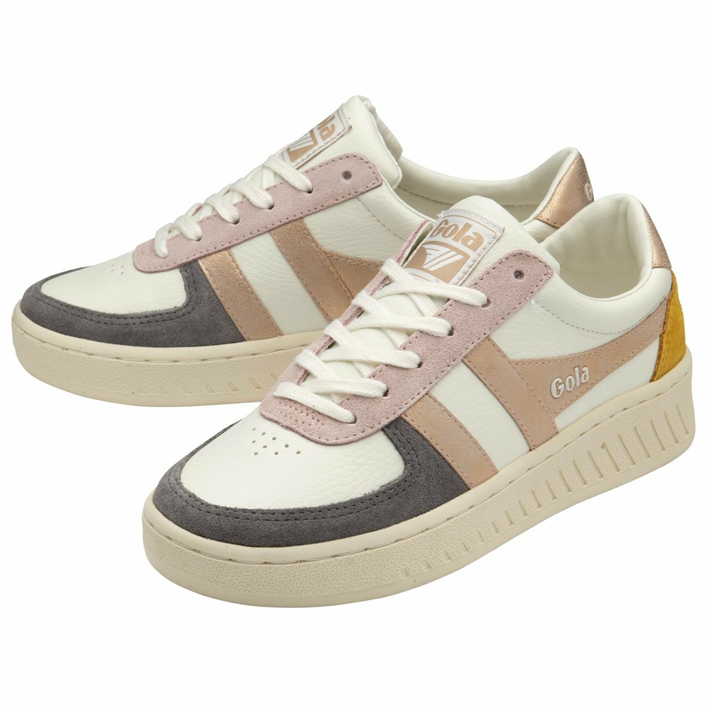 Basket Gola Grandslam Quadrant Blanche Grise Rose Doré Orange Femme | TWRL-54352136