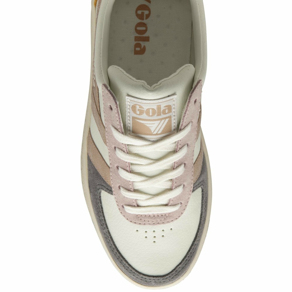 Basket Gola Grandslam Quadrant Blanche Grise Rose Doré Orange Femme | TWRL-54352136