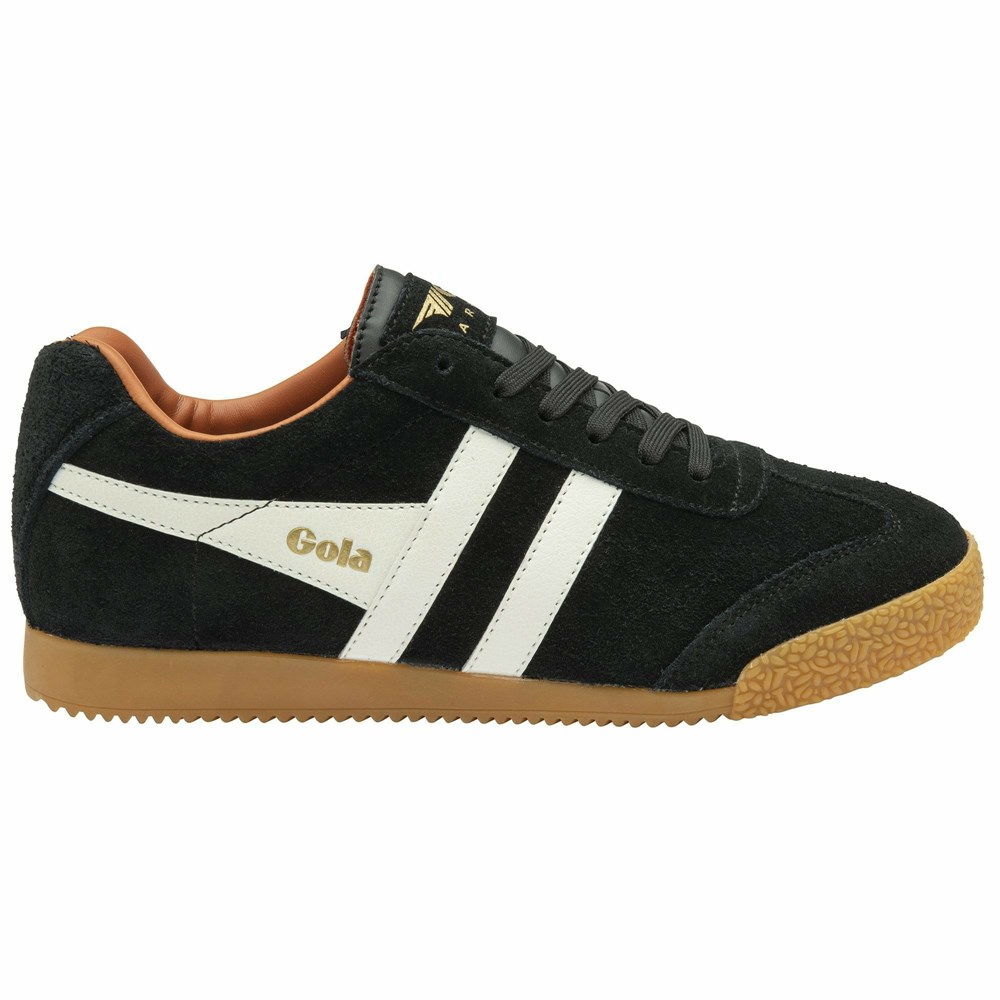 Basket Gola Harrier Daim Noir Blanche Orange Femme | XDSI-01865232