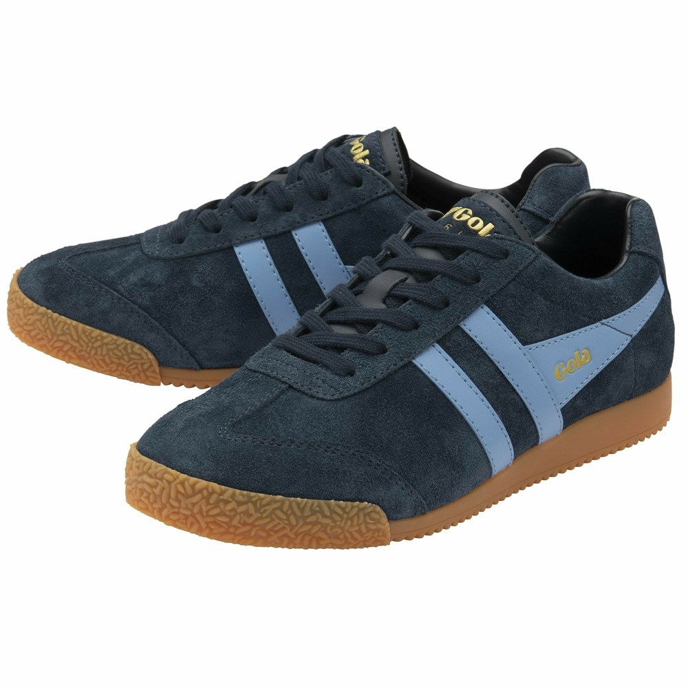 Basket Gola Harrier Daim Bleu Marine Bleu Femme | LKXV-17089737