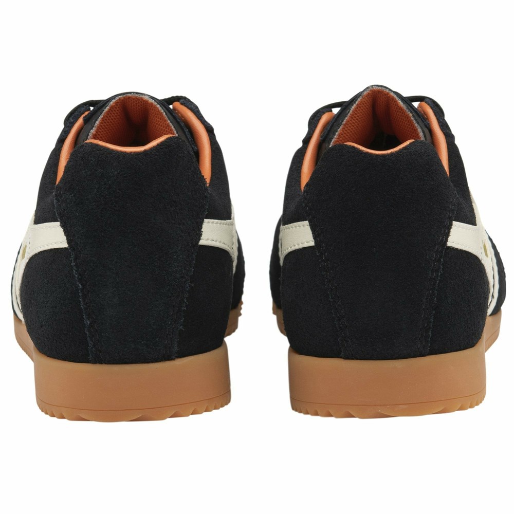 Basket Gola Harrier Daim Noir Blanche Orange Femme | XDSI-01865232