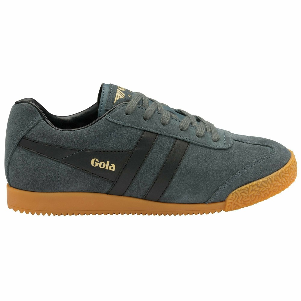 Basket Gola Harrier Daim Grise Foncé Noir Femme | OULJ-06538541