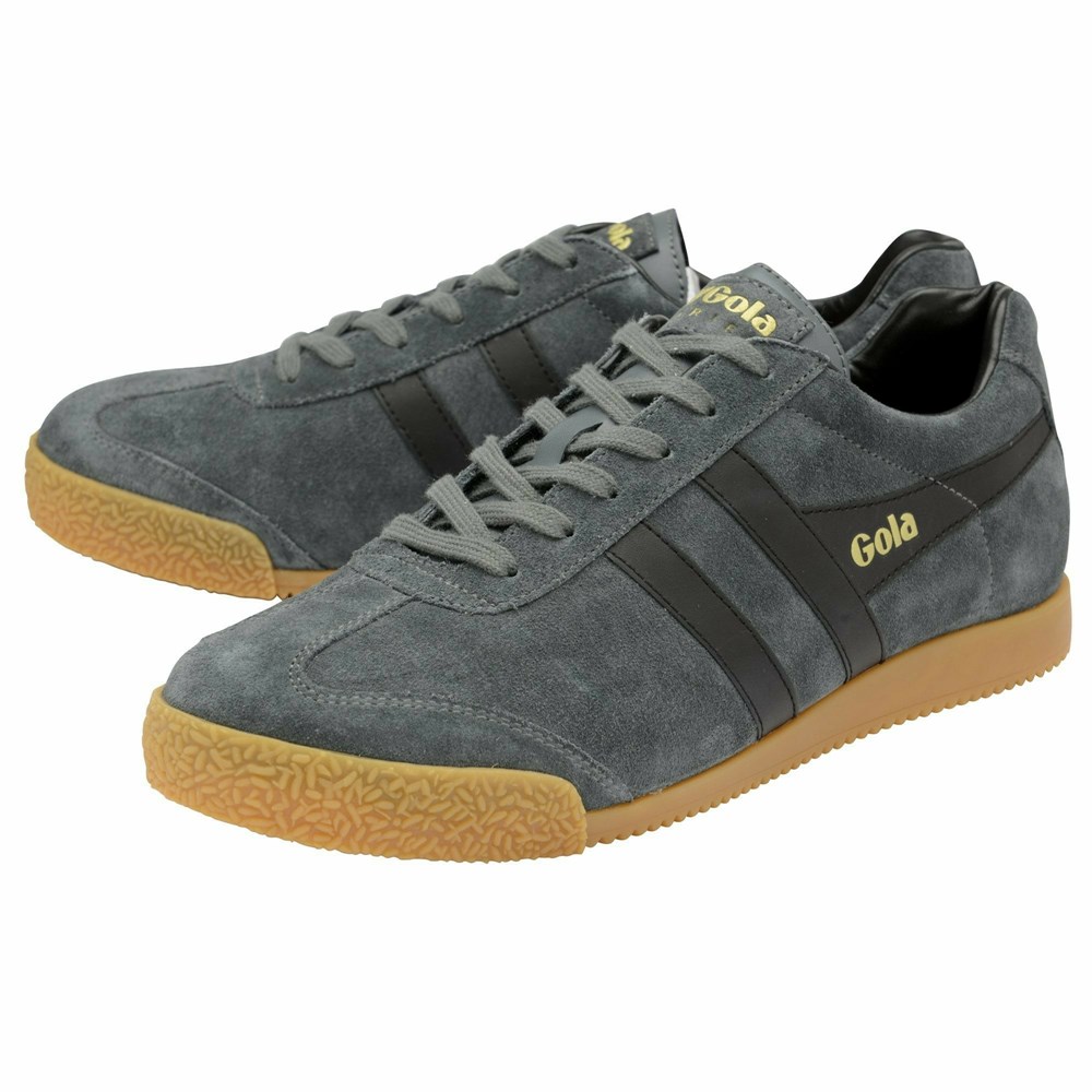 Basket Gola Harrier Daim Grise Foncé Noir Femme | OULJ-06538541