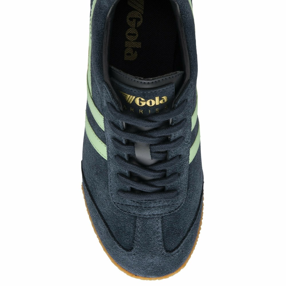 Basket Gola Harrier Daim Bleu Marine Vert Femme | WHNM-05060003