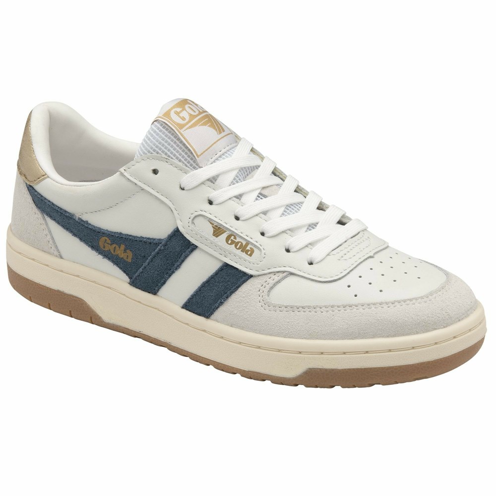 Basket Gola Hawk Blanche Doré Femme | SBIN-73557645