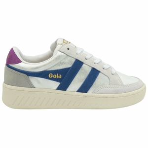 Basket Gola Superslam Blaze Blanche Bleu Femme | YFUI-74213499