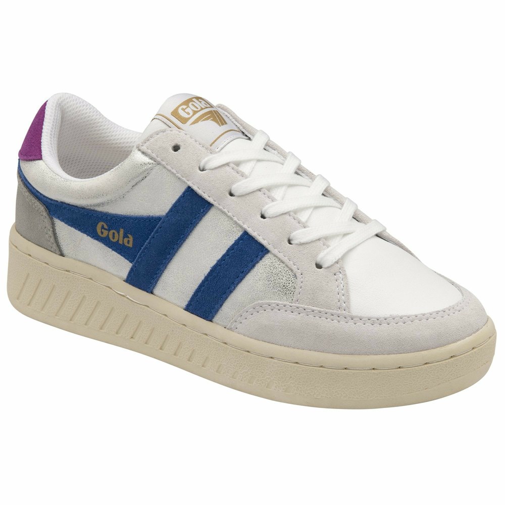 Basket Gola Superslam Blaze Blanche Bleu Femme | YFUI-74213499