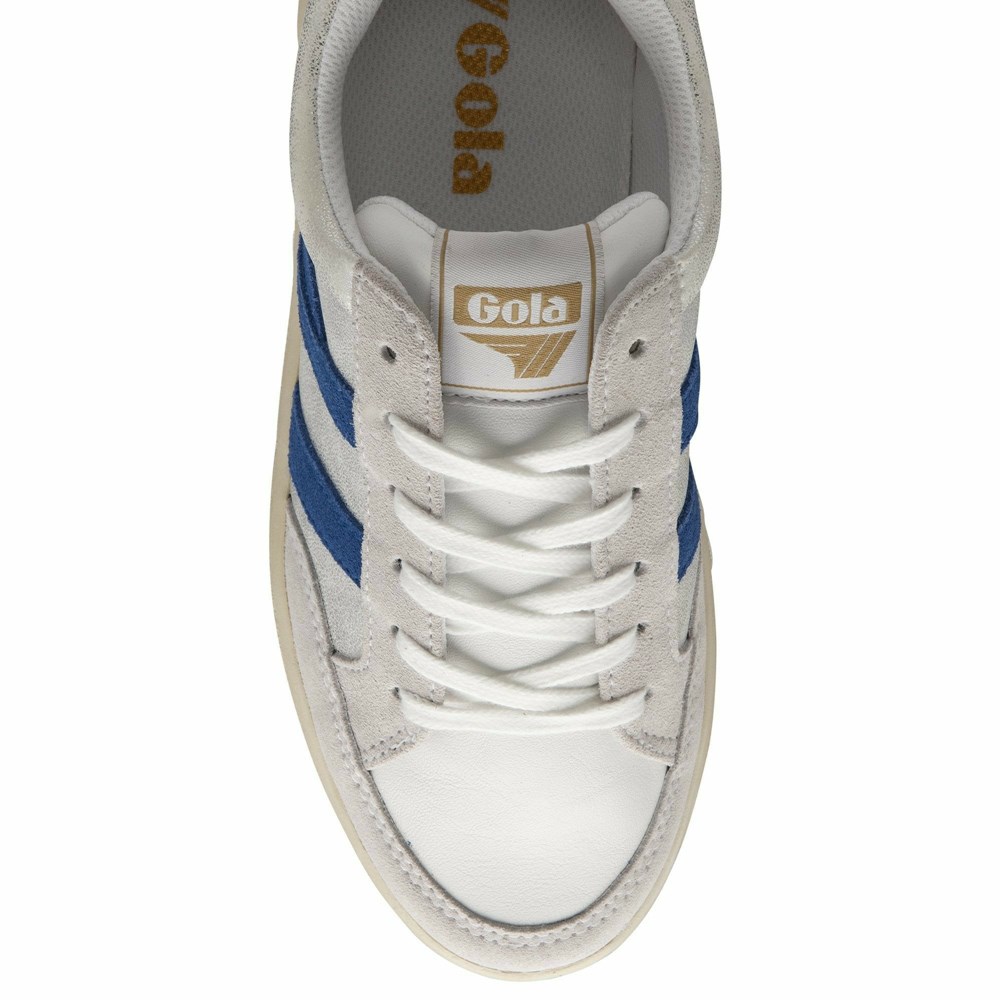 Basket Gola Superslam Blaze Blanche Bleu Femme | YFUI-74213499