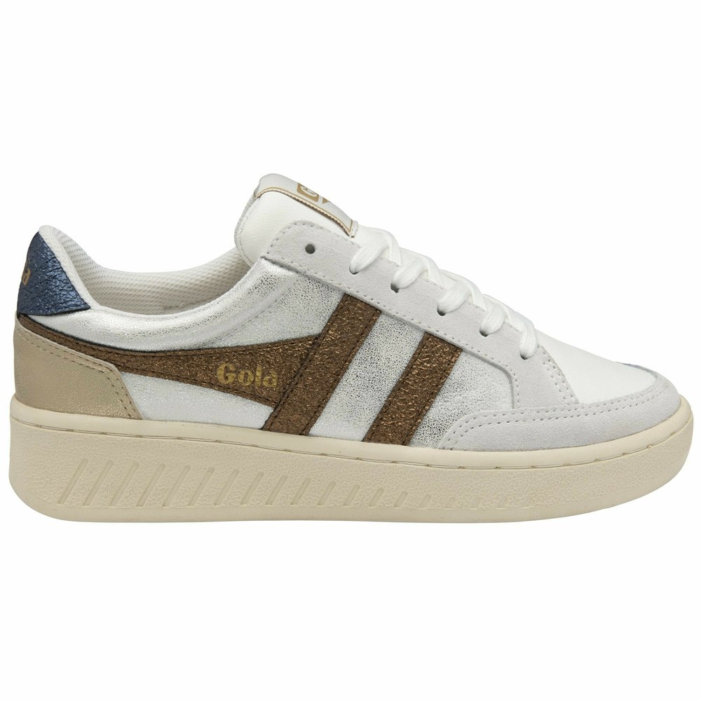 Basket Gola Superslam Blaze Blanche Cuivre Bleu Marine Femme | APWT-77171203