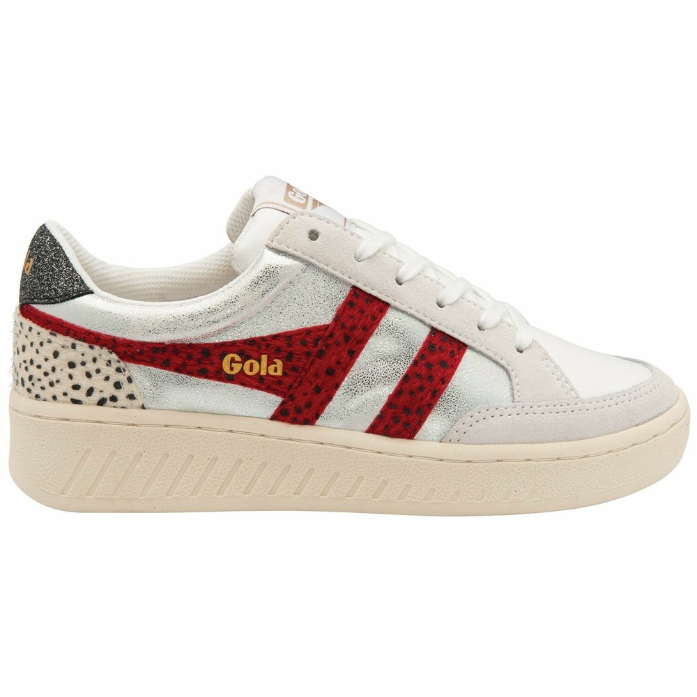 Basket Gola Superslam Blanche Argent Rouge Femme | OQGK-22918815