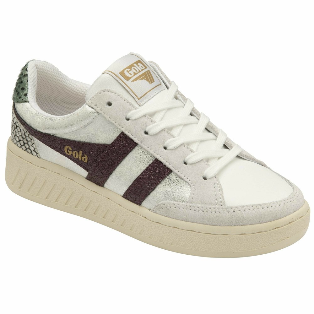 Basket Gola Superslam Blaze Blanche Violette Vert Olive Femme | ZEHM-73253750