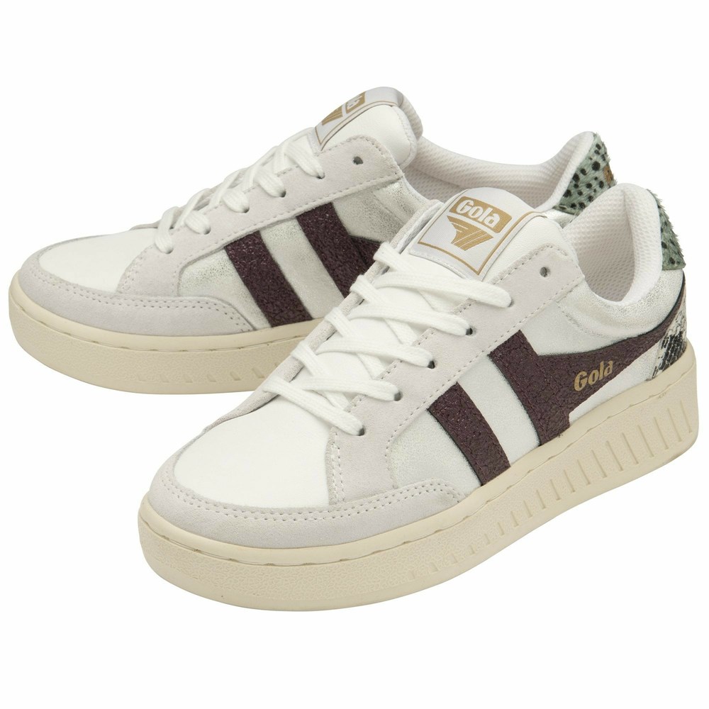 Basket Gola Superslam Blaze Blanche Violette Vert Olive Femme | ZEHM-73253750