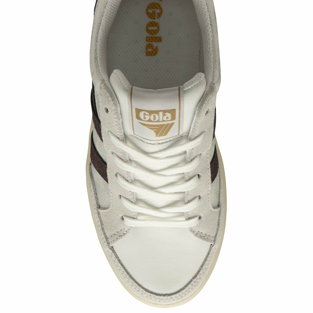 Basket Gola Superslam Blaze Blanche Violette Vert Olive Femme | ZEHM-73253750