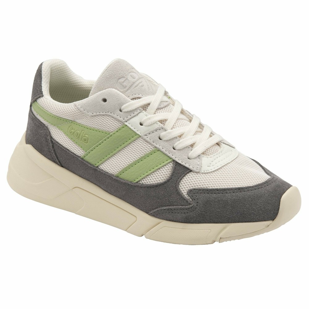 Basket Gola Tempest Blanche Grise Vert Femme | UGOD-81548209