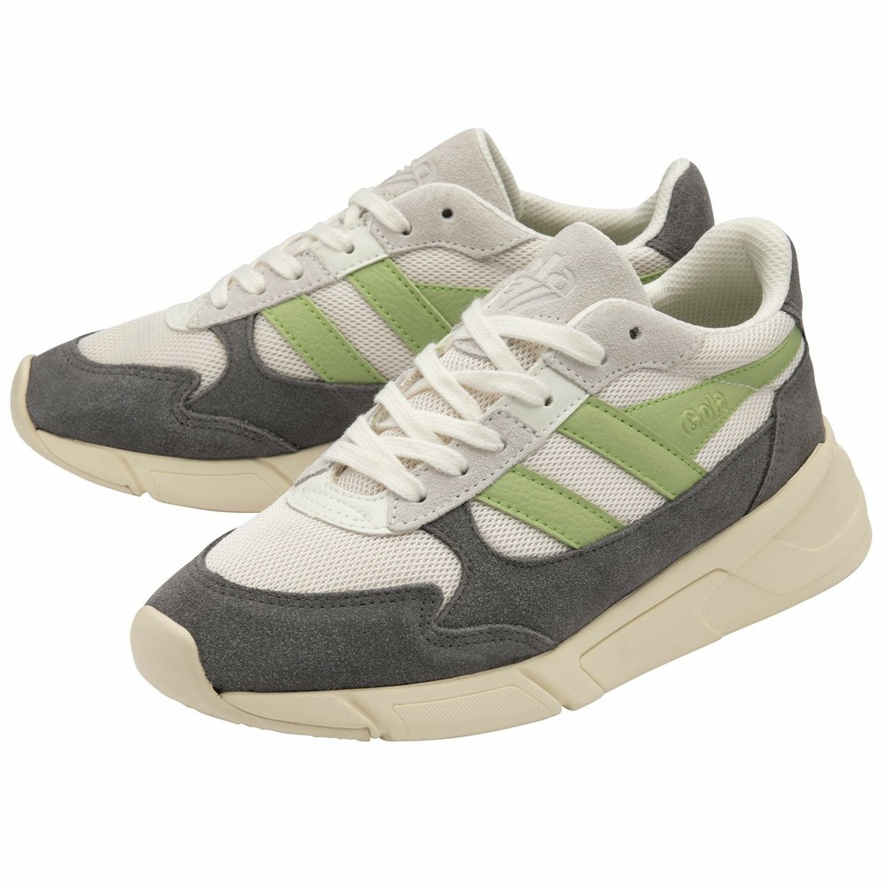 Basket Gola Tempest Blanche Grise Vert Femme | UGOD-81548209