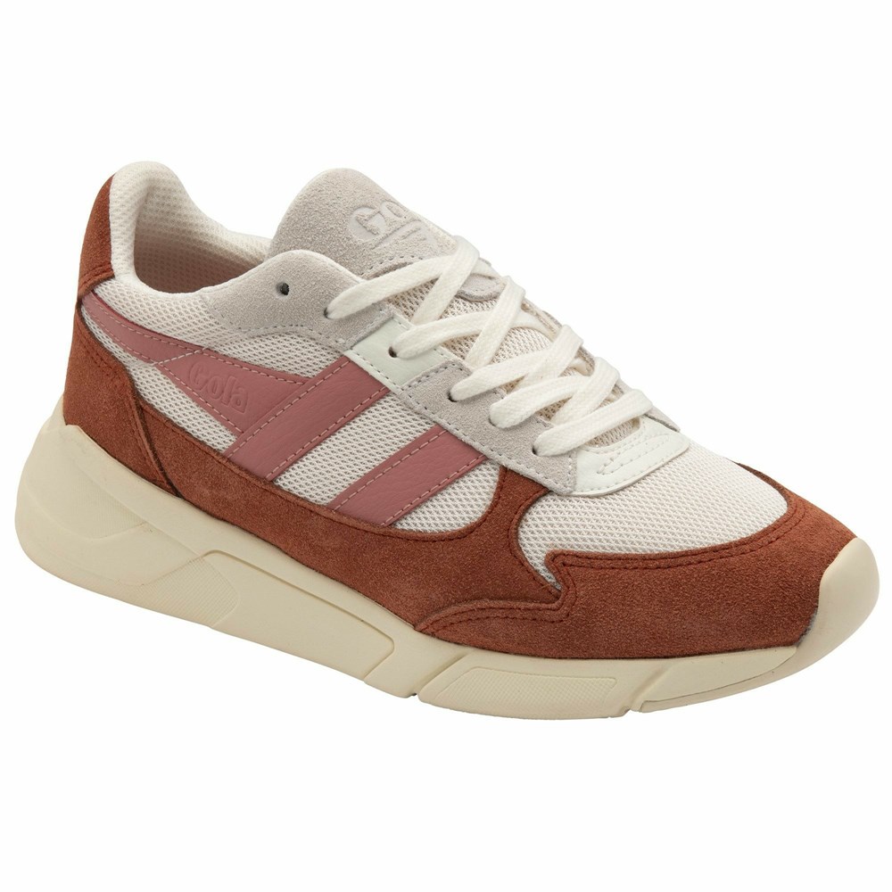 Basket Gola Tempest Blanche Orange Marron Corail Rose Femme | QOTP-76727959