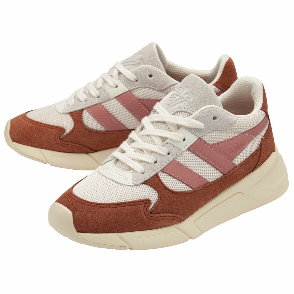 Basket Gola Tempest Blanche Orange Marron Corail Rose Femme | QOTP-76727959