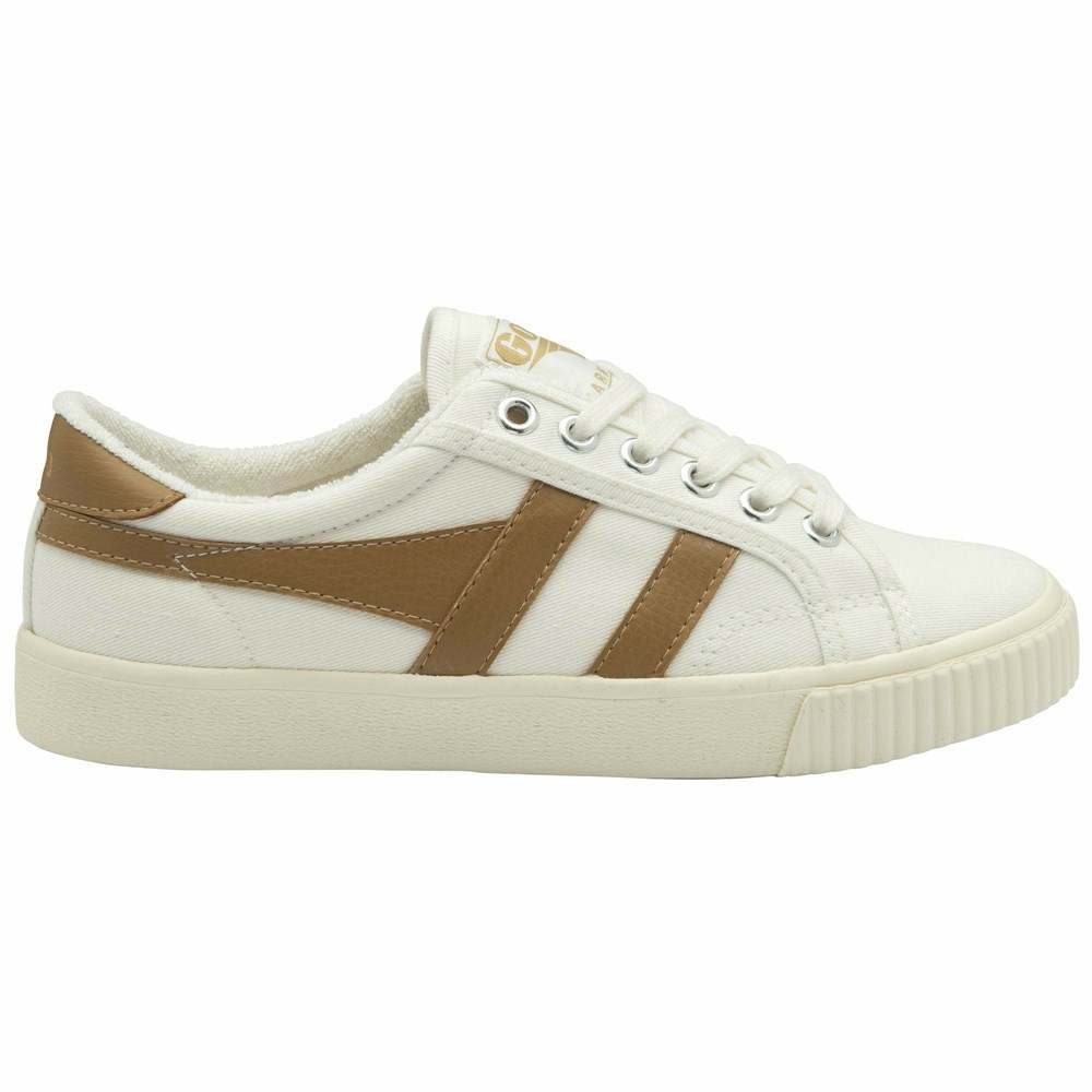 Basket Gola Tennis Mark Cox Blanche Marron Femme | YRBE-32720093